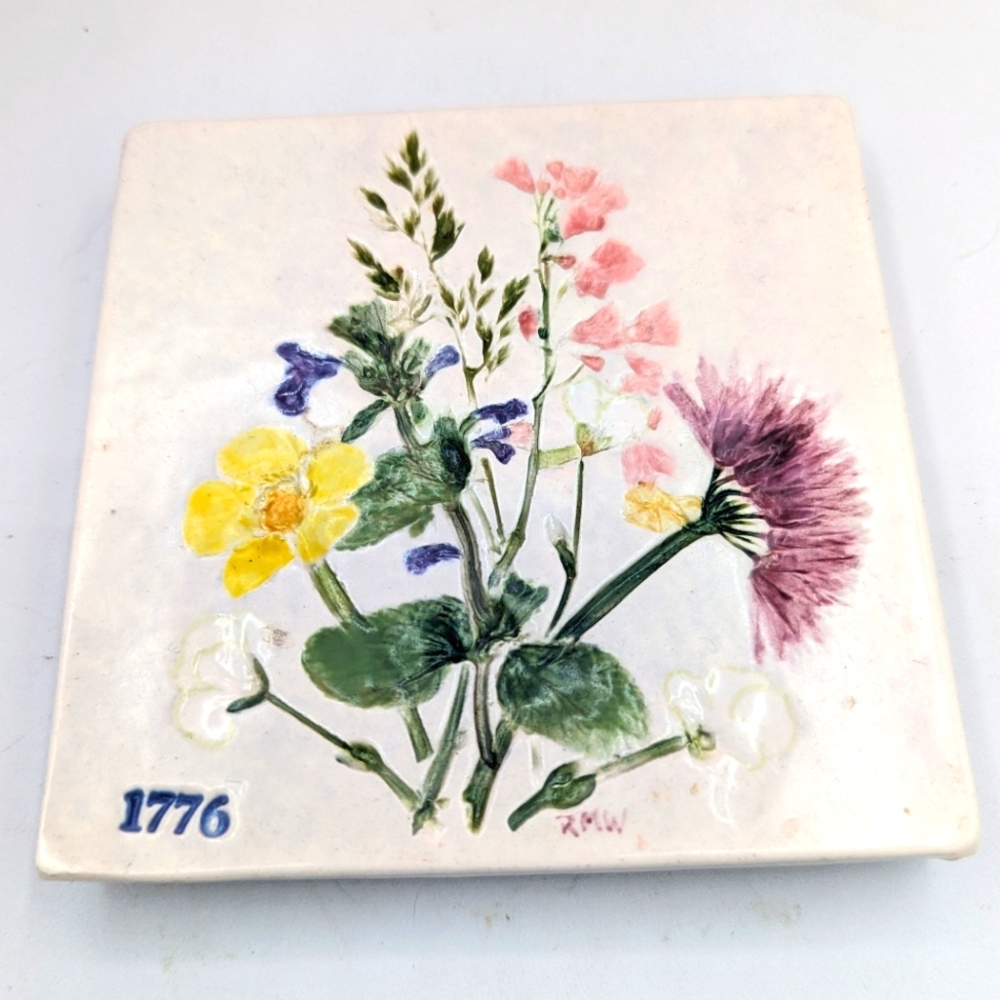 Flowers Trivet / Tile - Salt Marsh Pottery